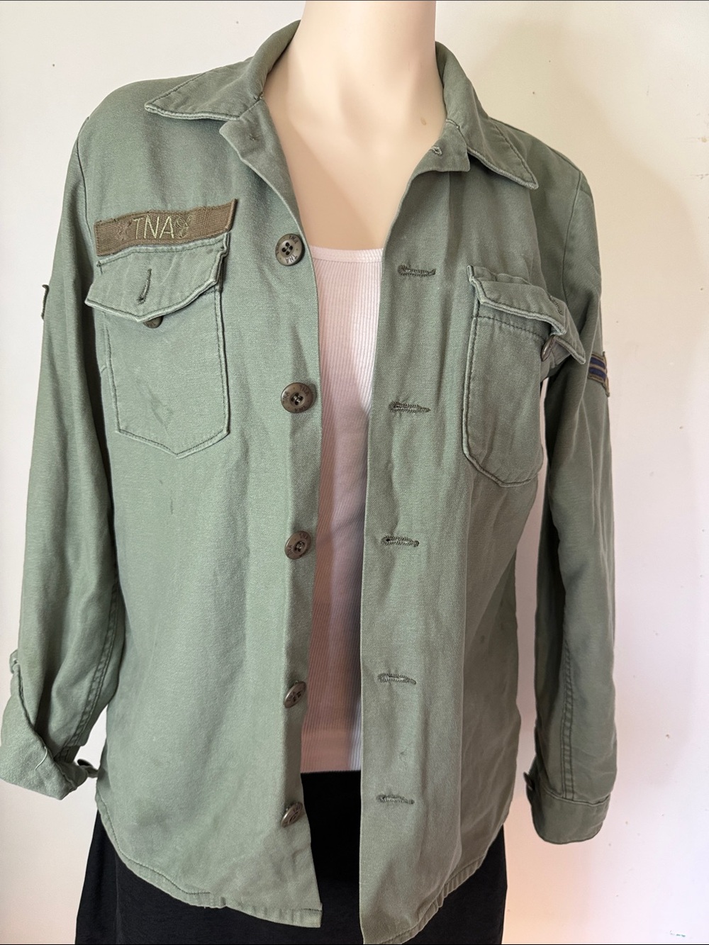 TNA Olive Green Utility Button-Up Jacket